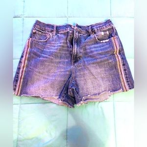 American Eagle rainbow stripe denim shorts. Size 16.